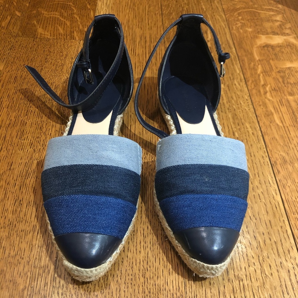 Nine West Ankle Strap Denim Espadrille  Size 5